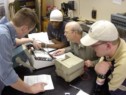 Students being instructed in a lab