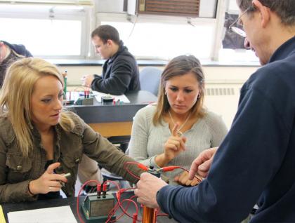 Students in a physics lab