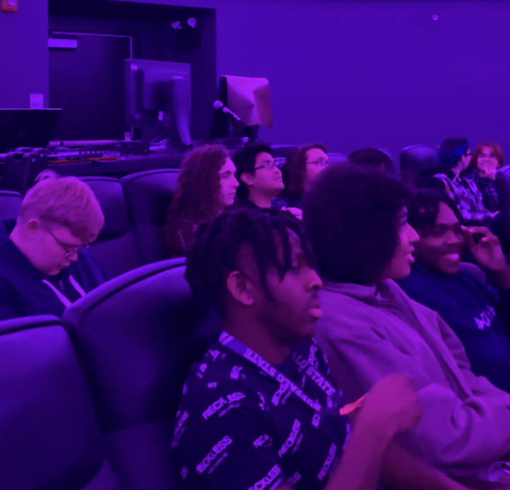 Students in planetarium